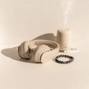 kit de relajación con audífonos difusor y pulsera